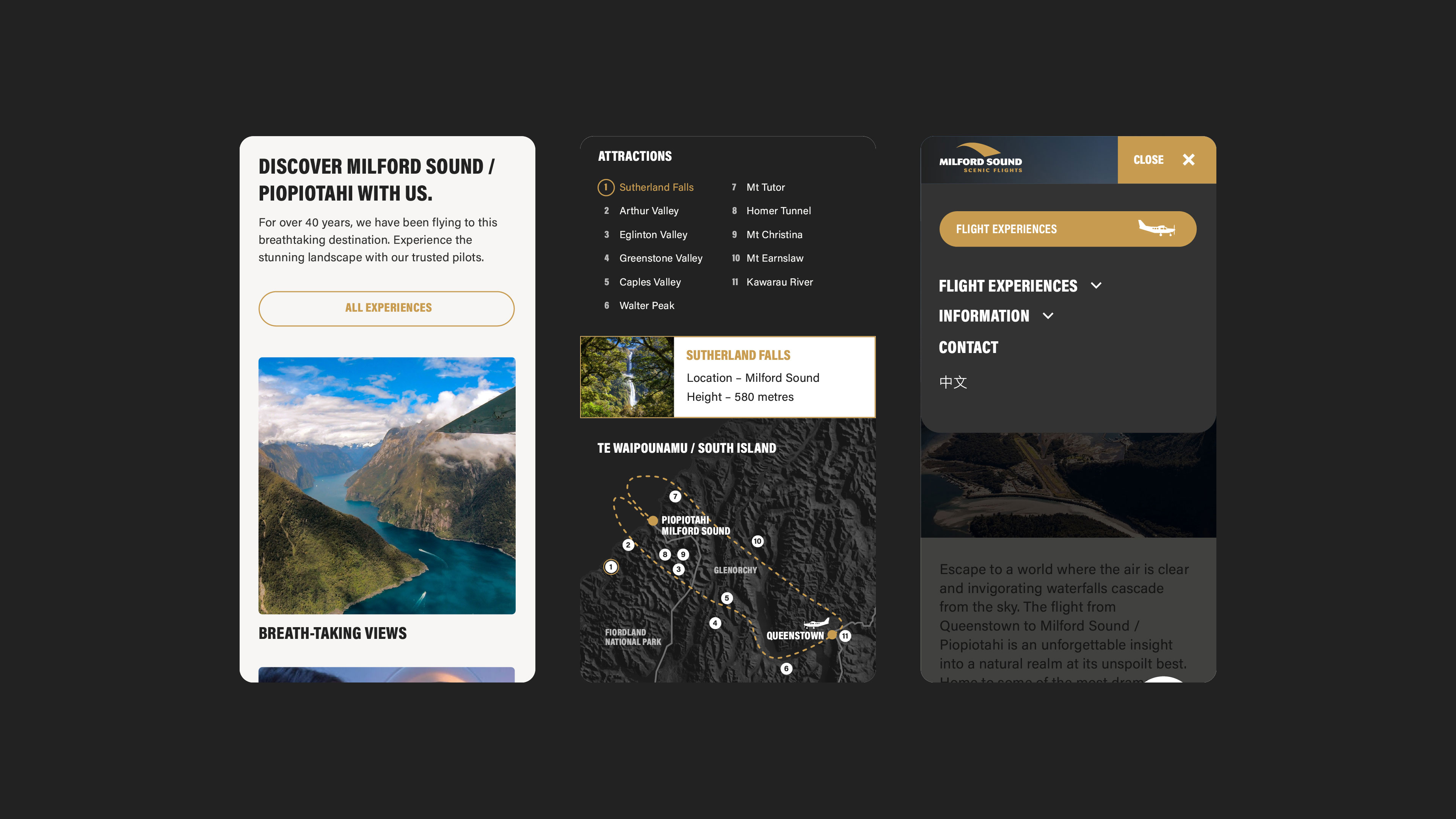 Milford Sounds website mobile 3 web
